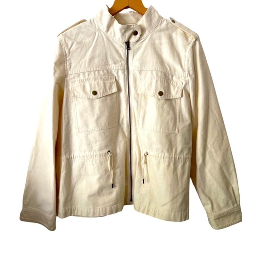NWOT J. Crew Mercantile ivory front Zip jacket XXL